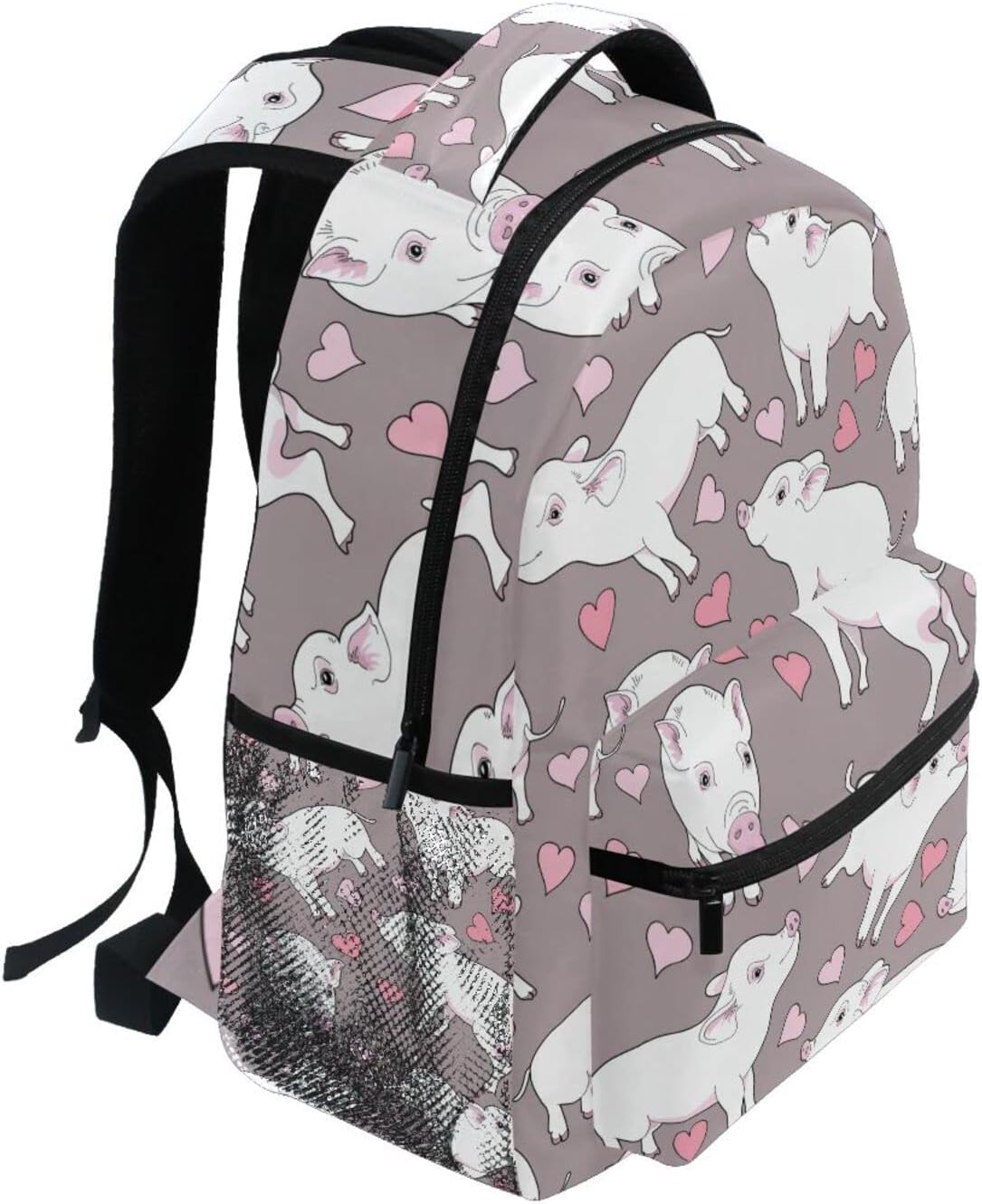 Pigs and Hearts Boys Girls Kids School Backpacks Bookbag, Elementary School Bag Travel Backpack Daypack