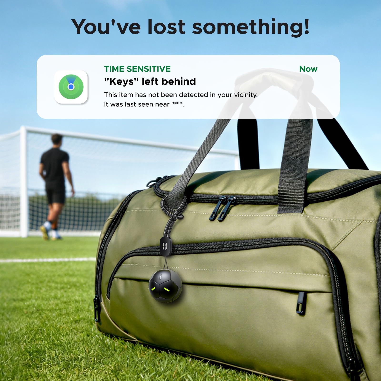 Ugreen FineTracker 2 Tracker Tag, Compatible with Apple Find My (iOS Only),Soccer Ball Fluorescent Design, 110dB Loud Alarm, IP68 Waterproof, Bluetooth Tracker for Keys, Luggage, Wallets, Bags — view 7