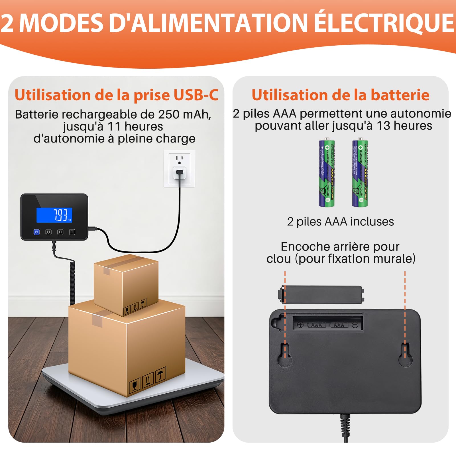 FUNYKICH Balance Colis Électronique 200 kg avec Batterie Rechargeable