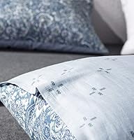 Vista 5 de SLEEPBELLA - Funda de edredón tamaño Queen, 600 hilos de algodón con estampado floral de cachemira azul y verde, reversible