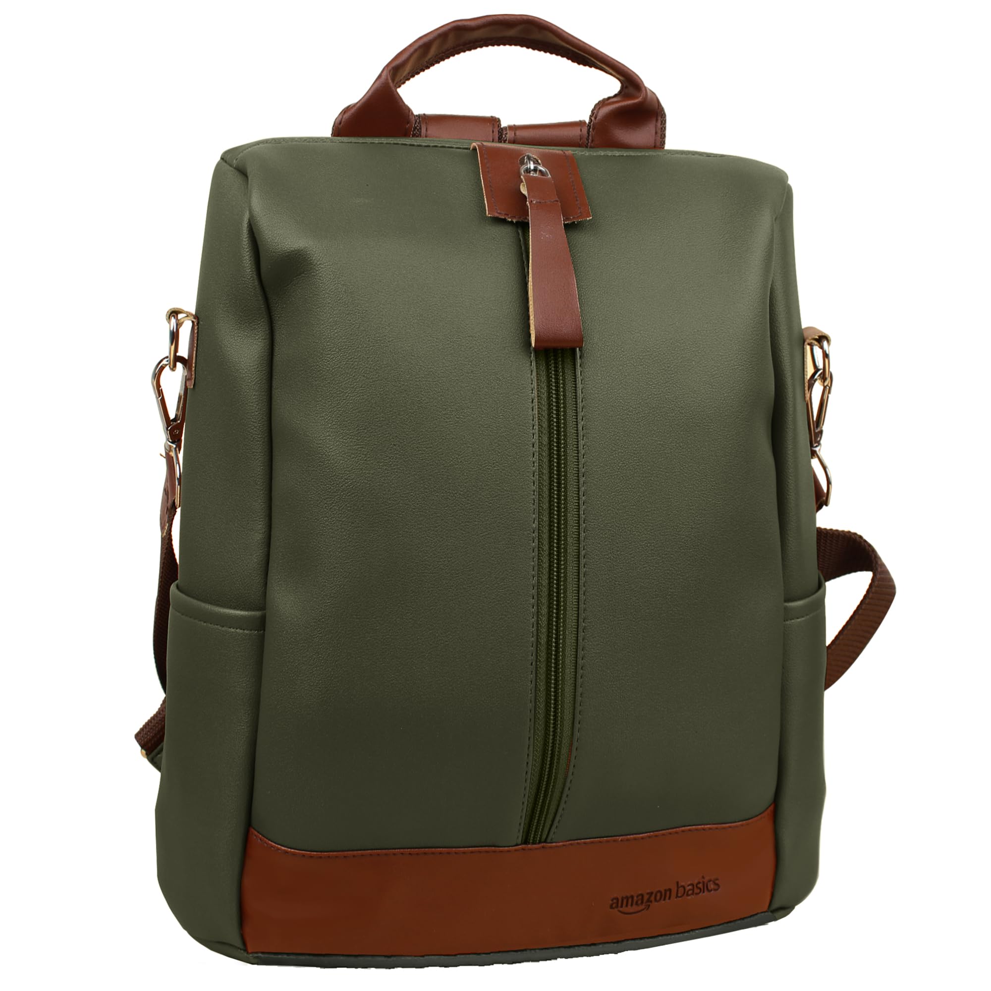 Women Convertible PU Leather 2 Compartment Backpack | Water-Resistant Fits 13" Laptop | Anti-Theft Pockets | Crossbody, Shoulder, Tote | Ideal for Office, College, Travel & Gifts (Green)