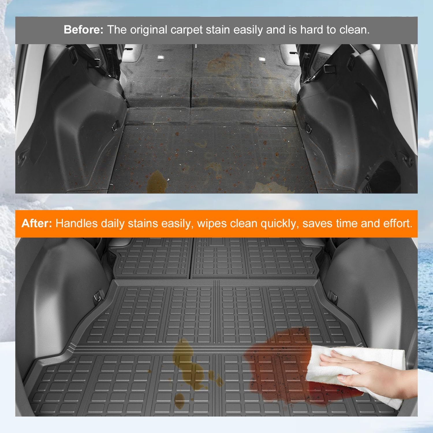 powoq Cargo Mat Compatible with 2019-2025 Toyota RAV4 Backrest Mat Cargo Liner Trunk Liner Replacement for 2019-2024 2025 Toyota RAV4 Accessories