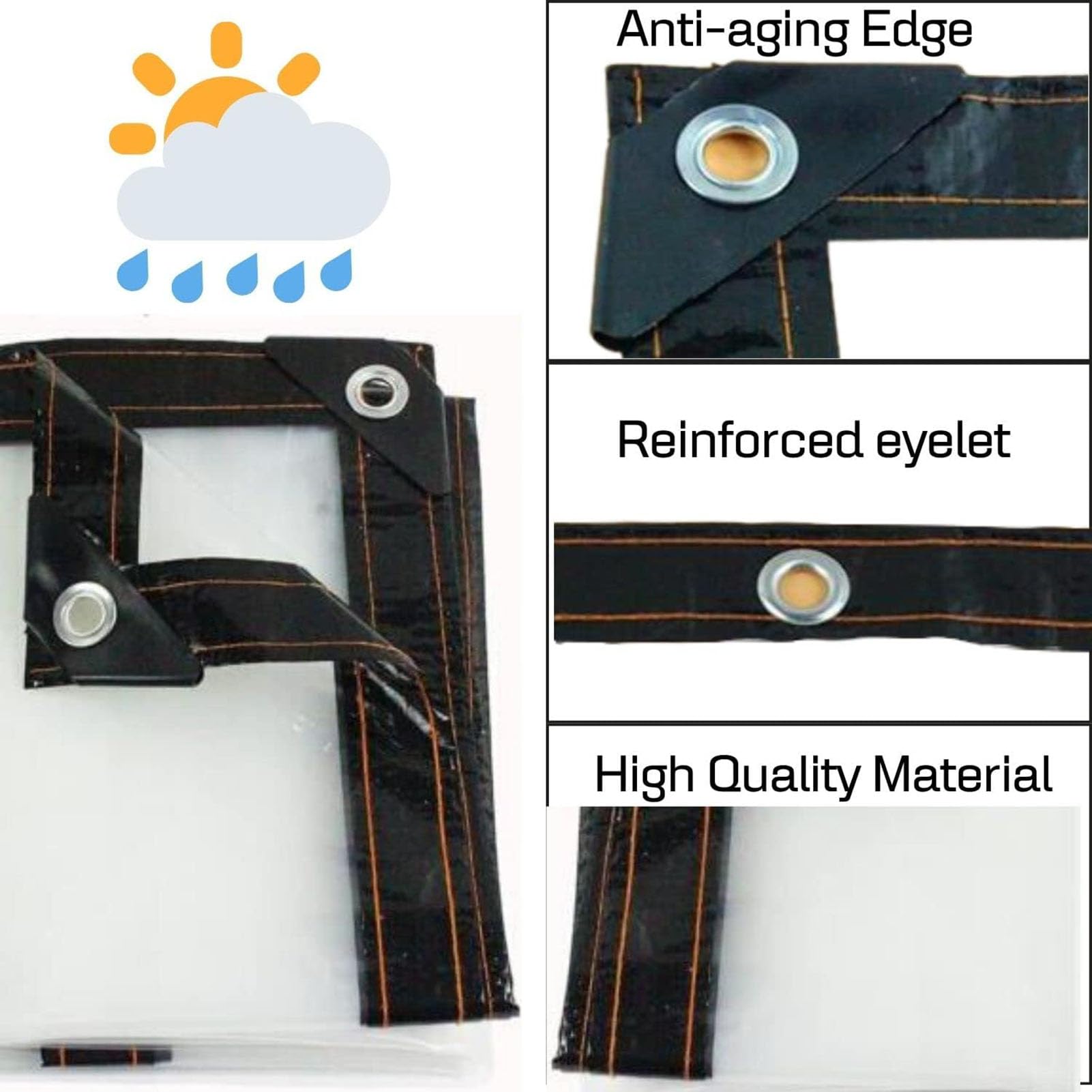 Heavy Du Bâche transparente imperméable de 3 x 4 m avec œillets – Bâche polyvalente pour camping, construction, sto et protection lourde d'équinte