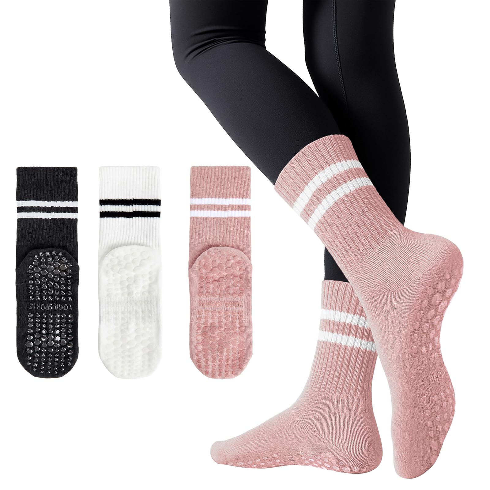 American Trends Pilates Socks with Grips for Women Yoga & Barre - Non Slip