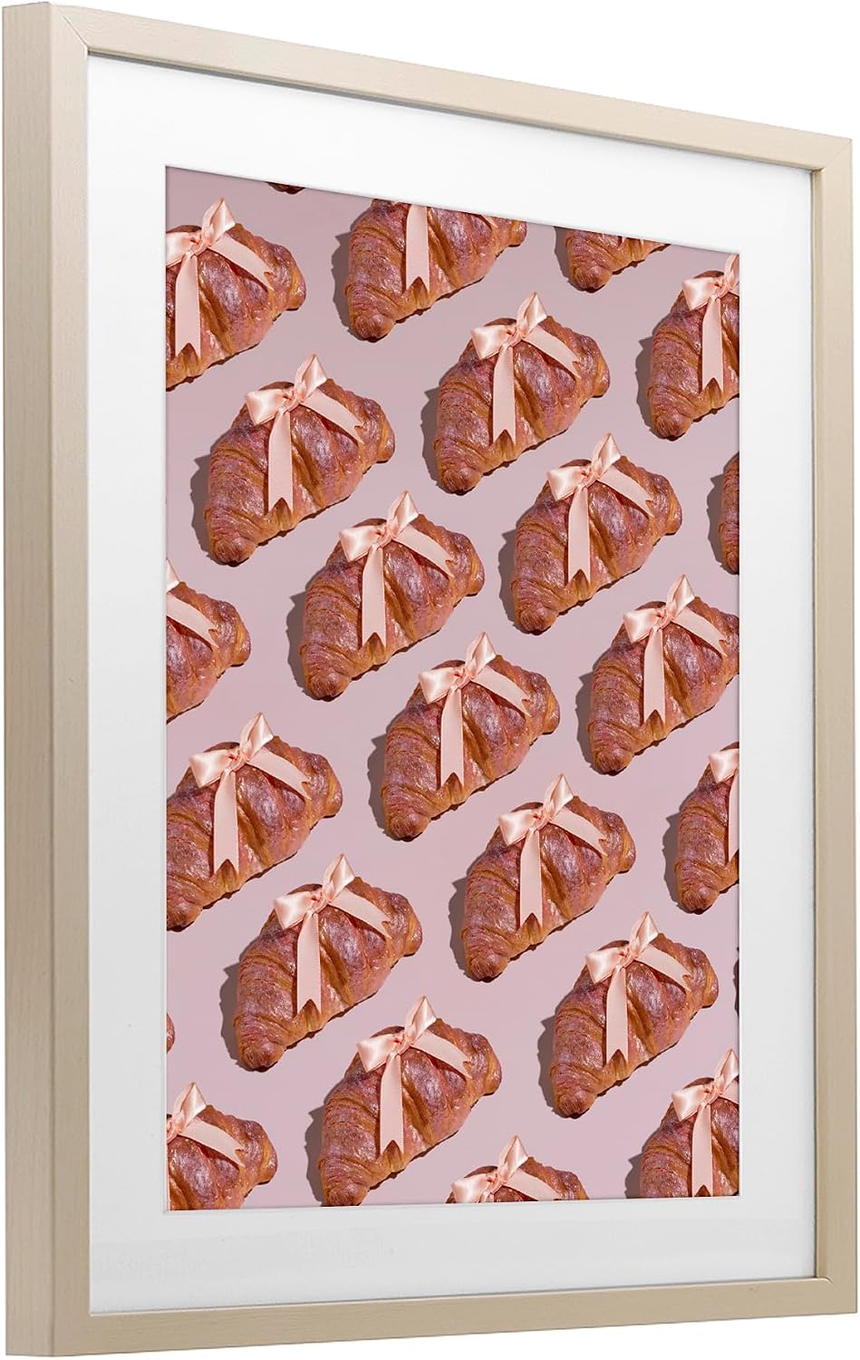 Croissants with Ribbons Glam, 13 x 16 Inch Framed Print Under Glass