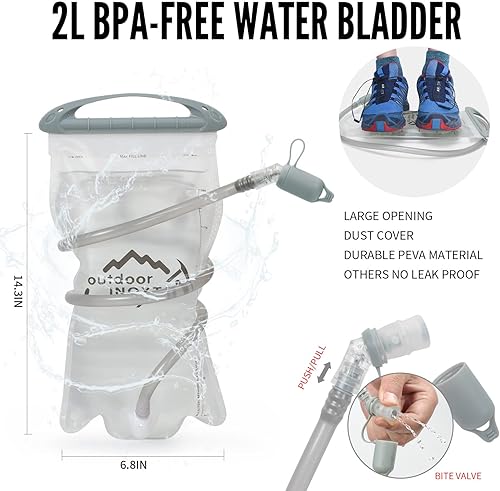 Miniatura 5 de IX INOXTO Hydration Pack Backpack, Lightweight Water Backpack with 2L Hydration Bladder Daypack for Men Women,Running Hydration Vest for Trail