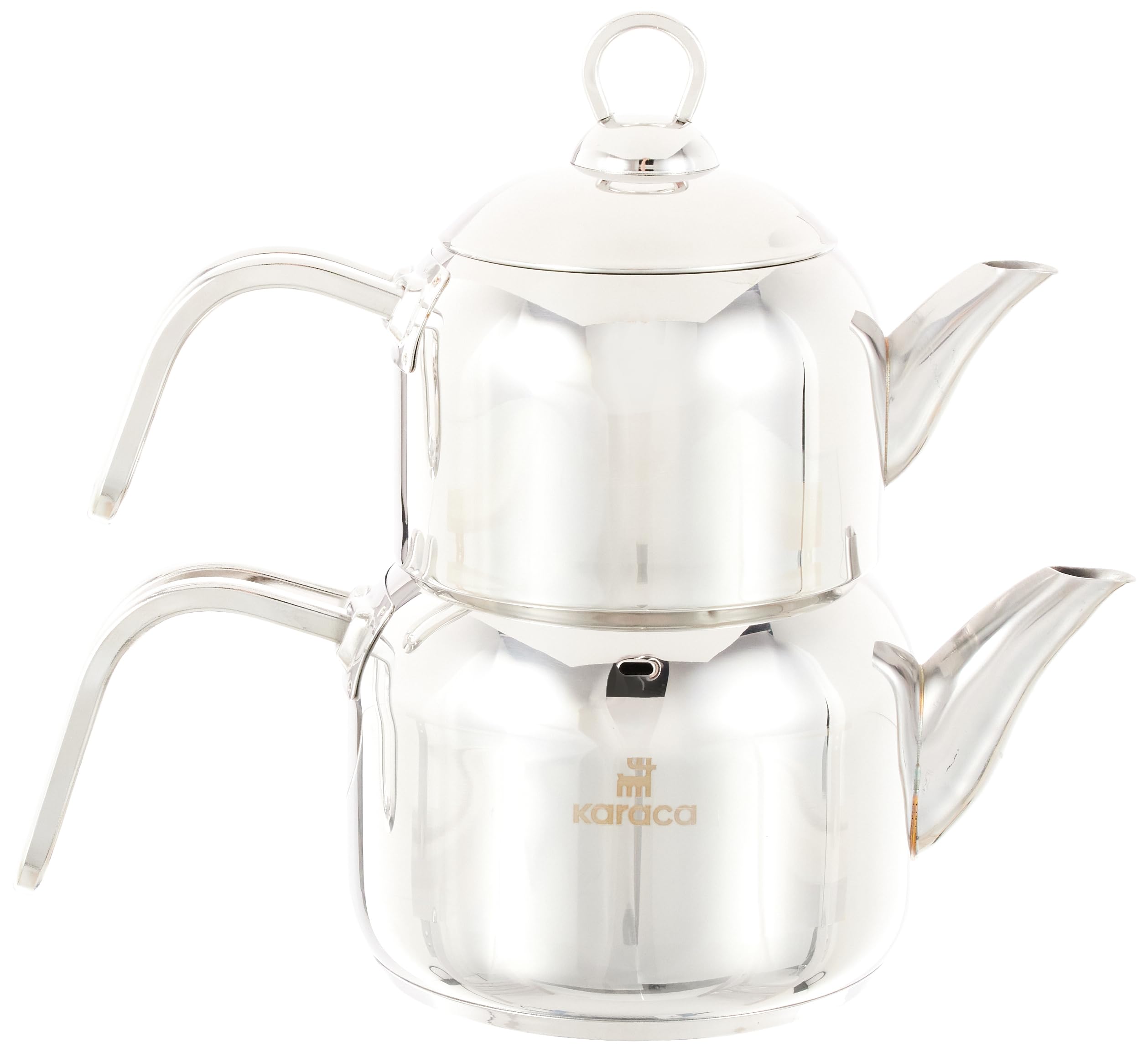 Karaca Manes Stainless Steel Induction Teapot Set, Mini, Teapot & Lid (0.85L), Tea Kettle (1.20L), Metal — image 1