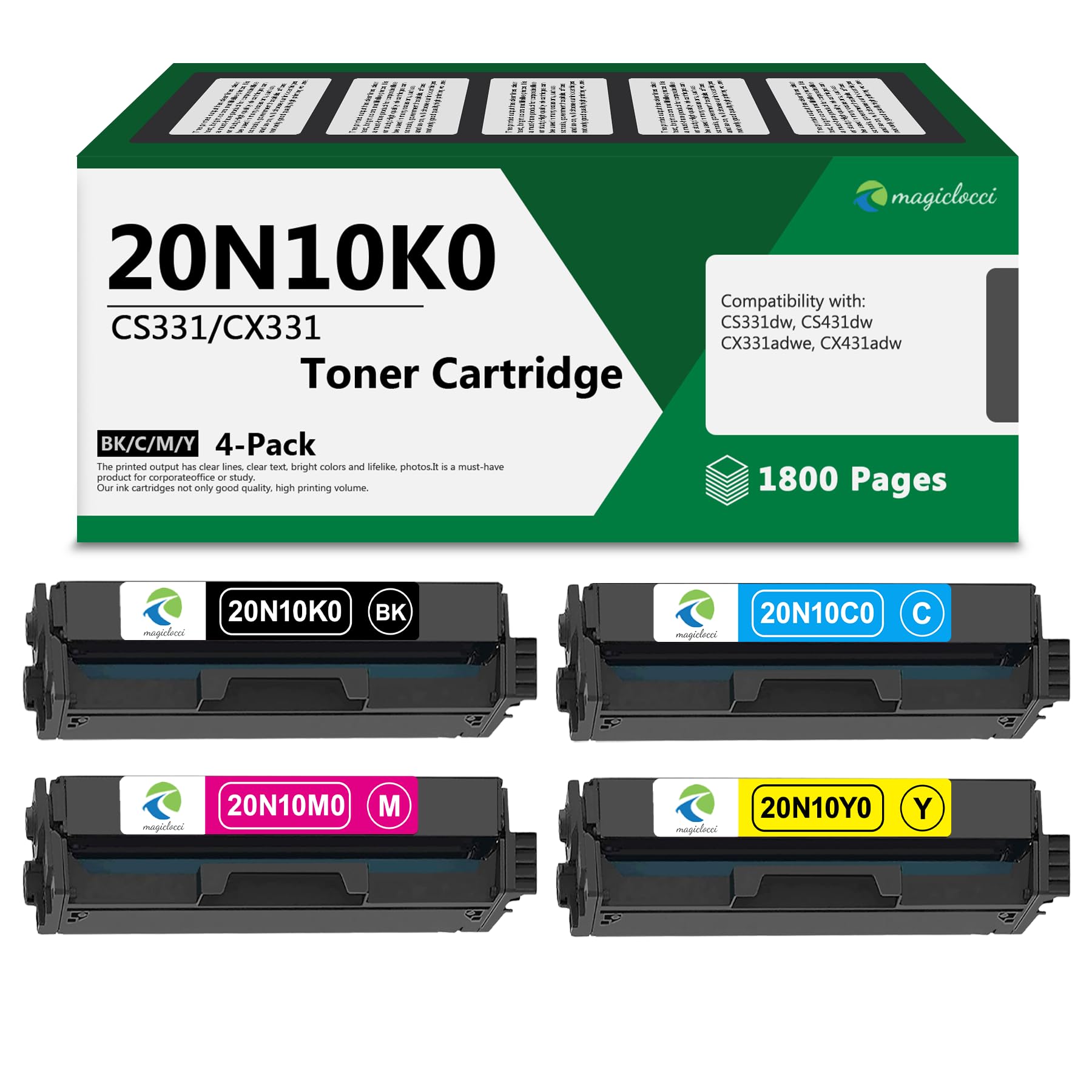 Cartouches toner 20N10 pack de 4 couleurs pour imprimantes Lexmark CS331 et CX431