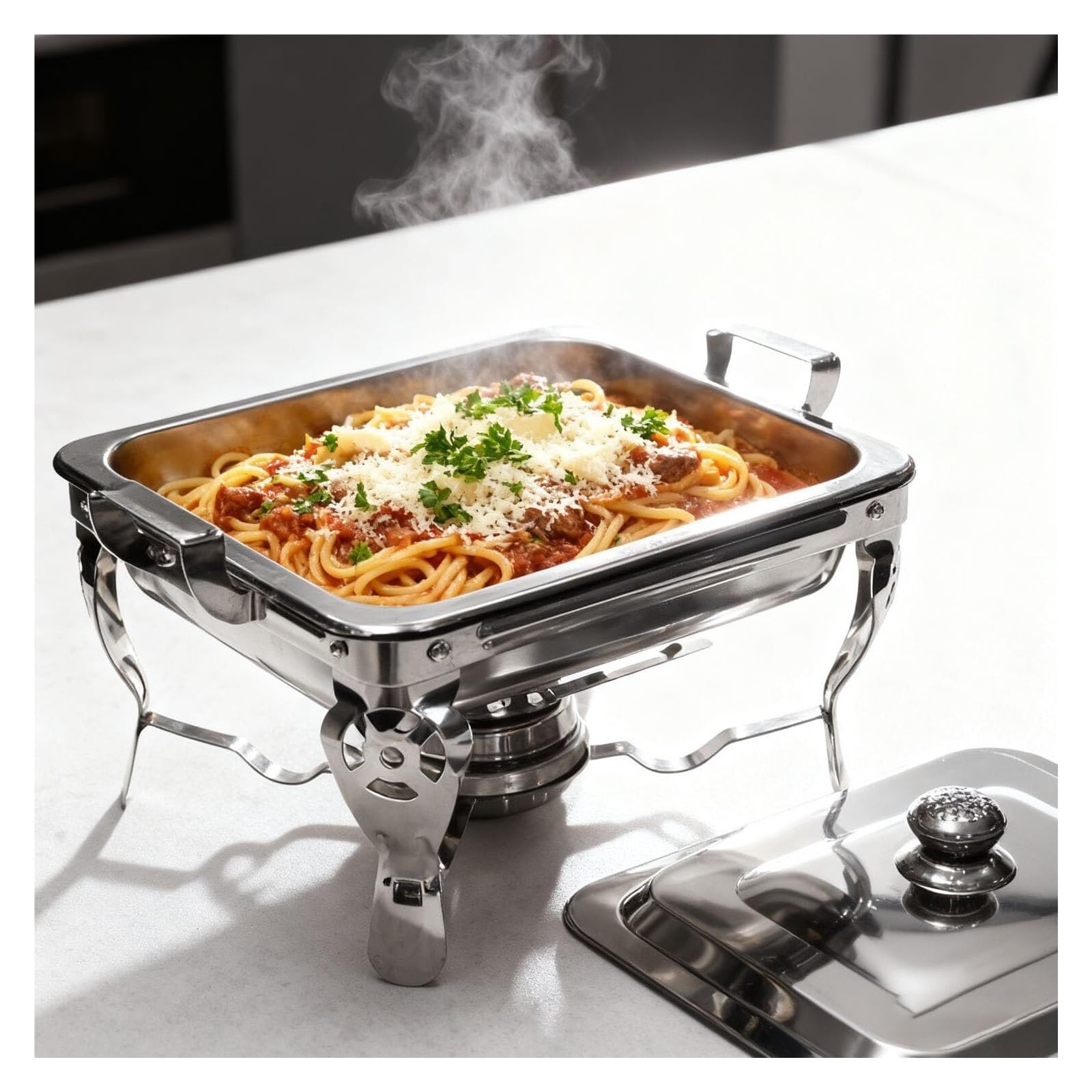 Calentadores de acero inoxidable for juego de buffet estufa buffet | Los calentadores de alimentos pulieron la caja fuerte completa compacta superficial del calentador del buffet de la comida
