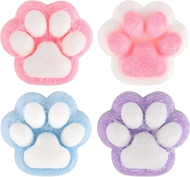 4 Pack Squishy Cat Paw, Cute Fidget Toys Soft Sticky Squeeze Stress Squishies for Kids Adults Anxiety Stress Relief, Classroom Prizes, Birthday Gifts Party Favors