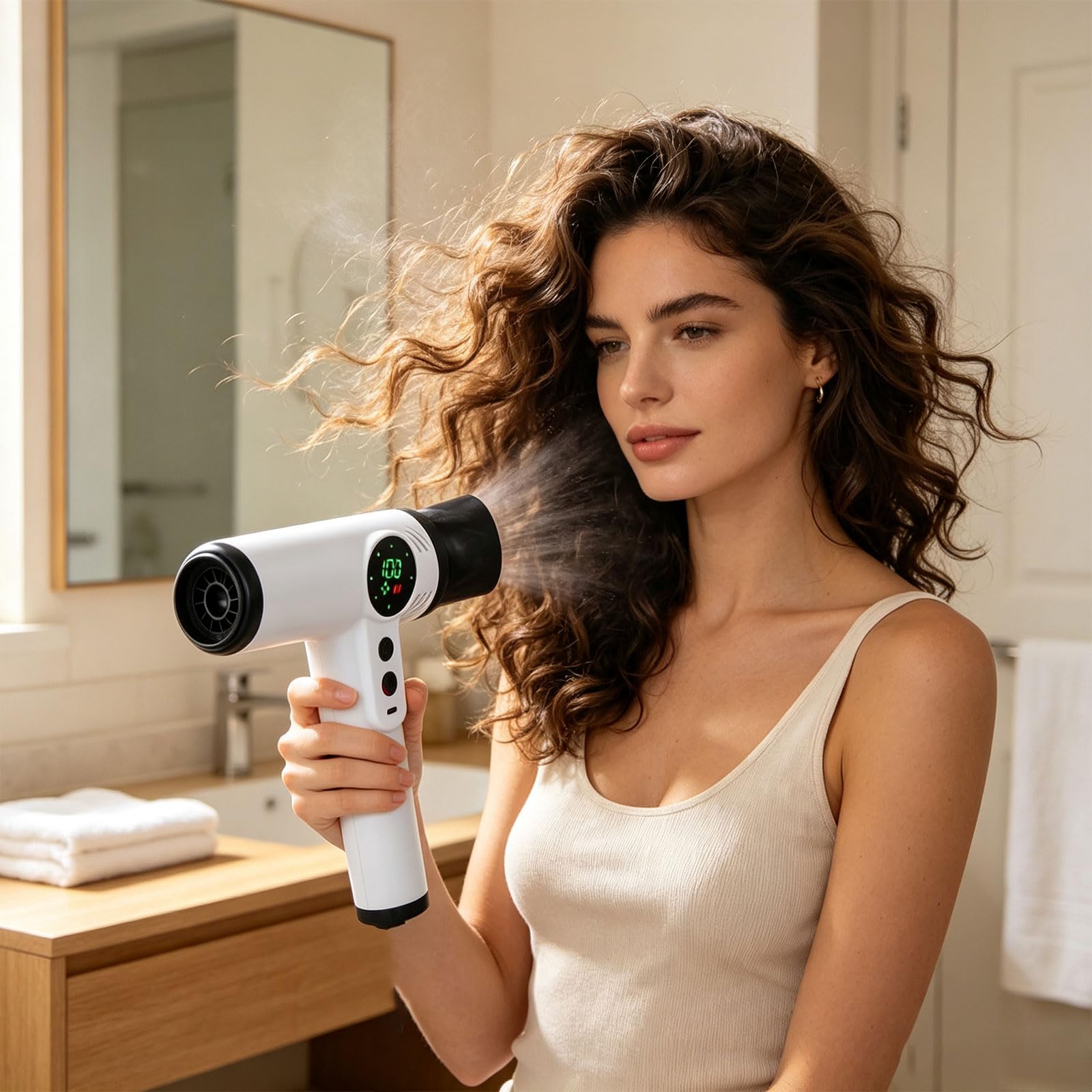 Sèche-cheveux sans fil pour un séchage flexible et un, White