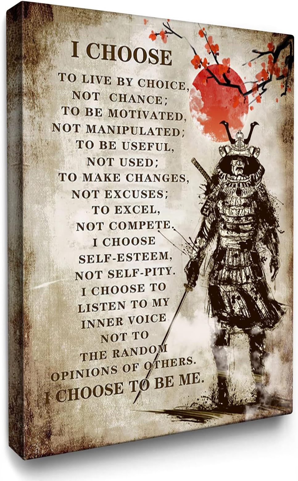 Luslya Japanese Samurai Wall Art Motivational Samurai Painting Wall Decor Framed Inspirational Quotes Posters Home for Living Room Bedroom Bathroom Decoration 16x24 inch