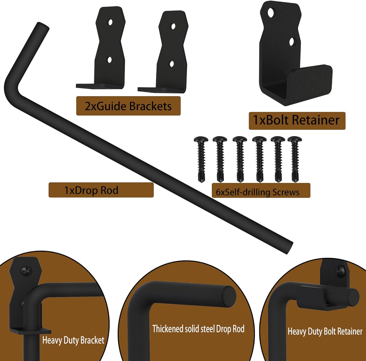Sdstone 12 Inch Heavy Duty Cane Bolt Gate Drop Rod,Gate Ground Latch Hardware for Wooden Fences,Metal Gates Doors Stopper for Gate Ground (Black Finish,1 Pack)
