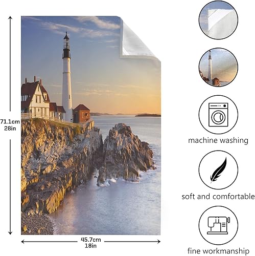 Miniatura 3 de Paquete de 4 hermosos paños de cocina Lighthouse altamente absorbentes, súper suaves, de 18 x 28 pulgadas, reutilizables, de secado rápido, juego