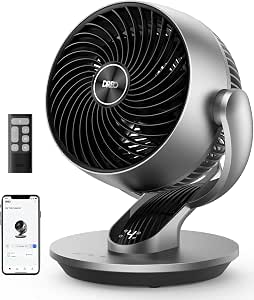 DREO Smart Fan for Bedroom, 13 Inch Height, Oscillating Air Circulator with Remote and Voice Control