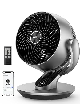 DREO Smart Fan for Bedroom,120° Vertical and 90° Oscillating Fan with Remote/Voice, 13 Inch Height Quiet Air Circulator for Whole Room, 70 ft, 4 Speeds, 5 Modes, 12H Timer, Desk Fans for Home, Office