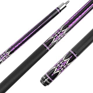 58" Pool Cue Stick Canadian Maple 13mm Tip Billiard Cue with Irish Linen Wrap (19oz, Purple)