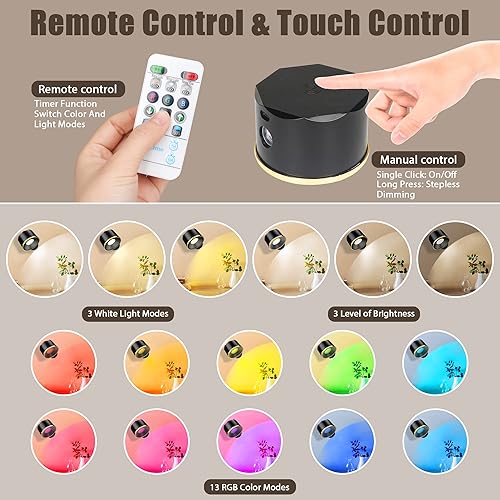 Miniatura 2 de Aplique de pared LED, 1 paquete de luces de lectura inalámbricas montadas en la pared con control remoto, recargable, funciona con pilas, USB,