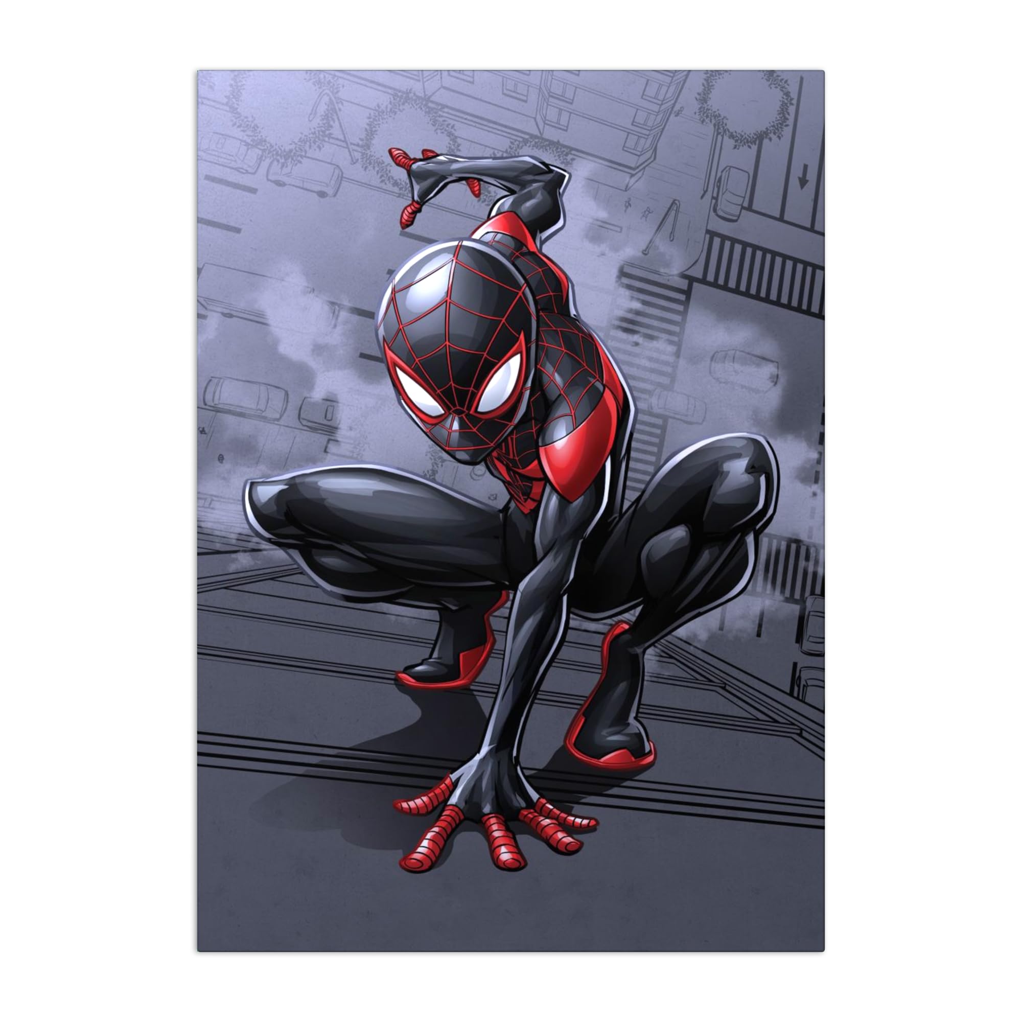 Displate Officiel Marvel Poster Métallique Fixation Magnétique Licence Officielle Image Affiche de Haute Qualité Mightiest Heroes - Spider-Man (Miles Morales) 32x45cm - Matt