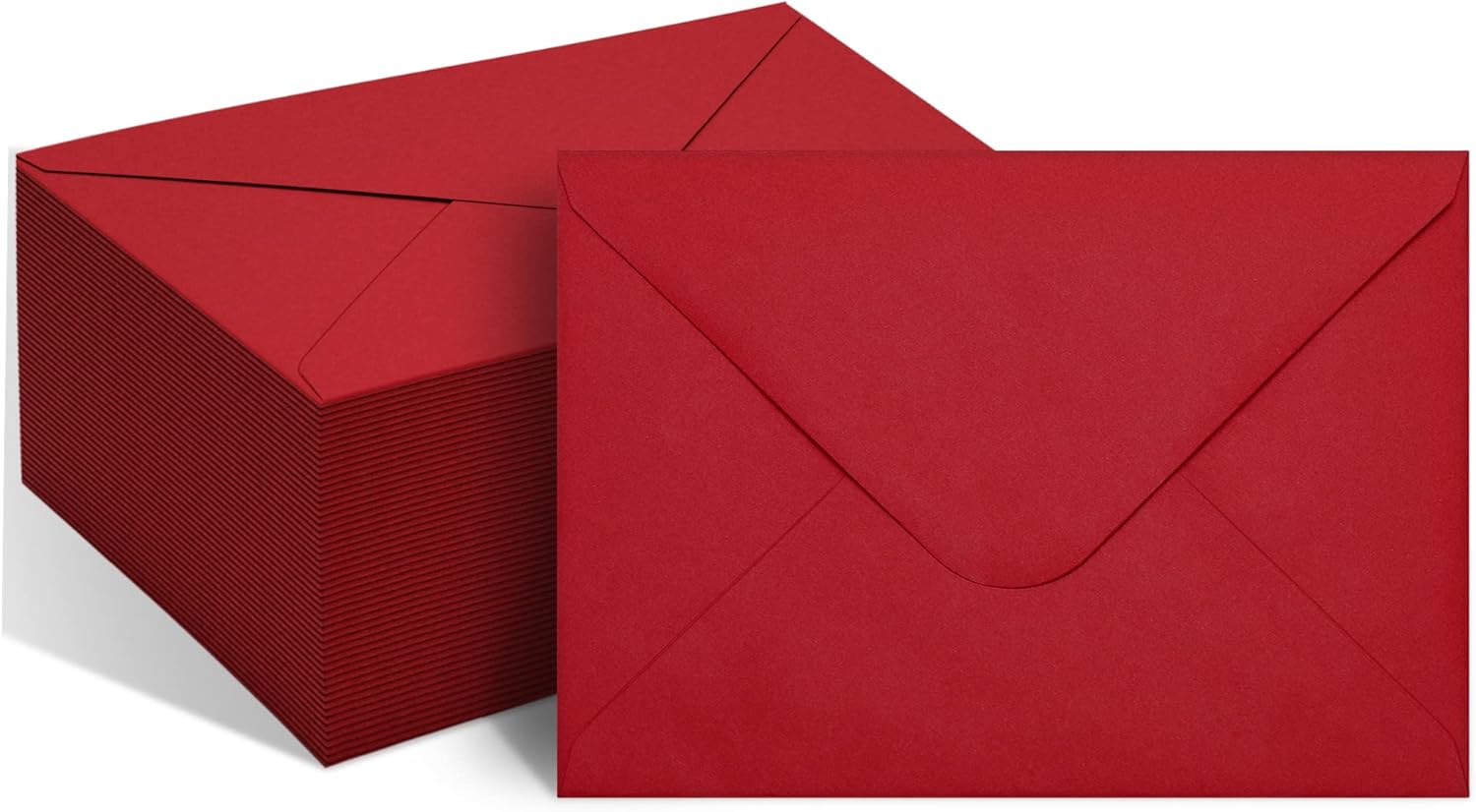 50 Packs of A7 Envelopes for Invitation, Red 5x7 Envelopes