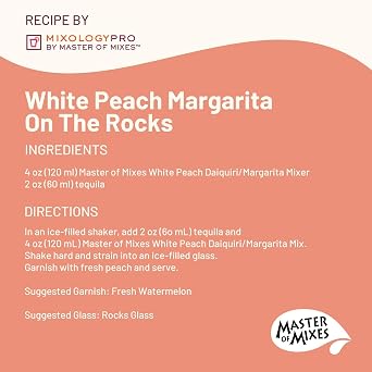 Master of Mixes White Peach Daiquiri / Margarita Drink Mix, Ready To Use, 1 Liter Bottle (33.8 Fl Oz) (Pack of 3)