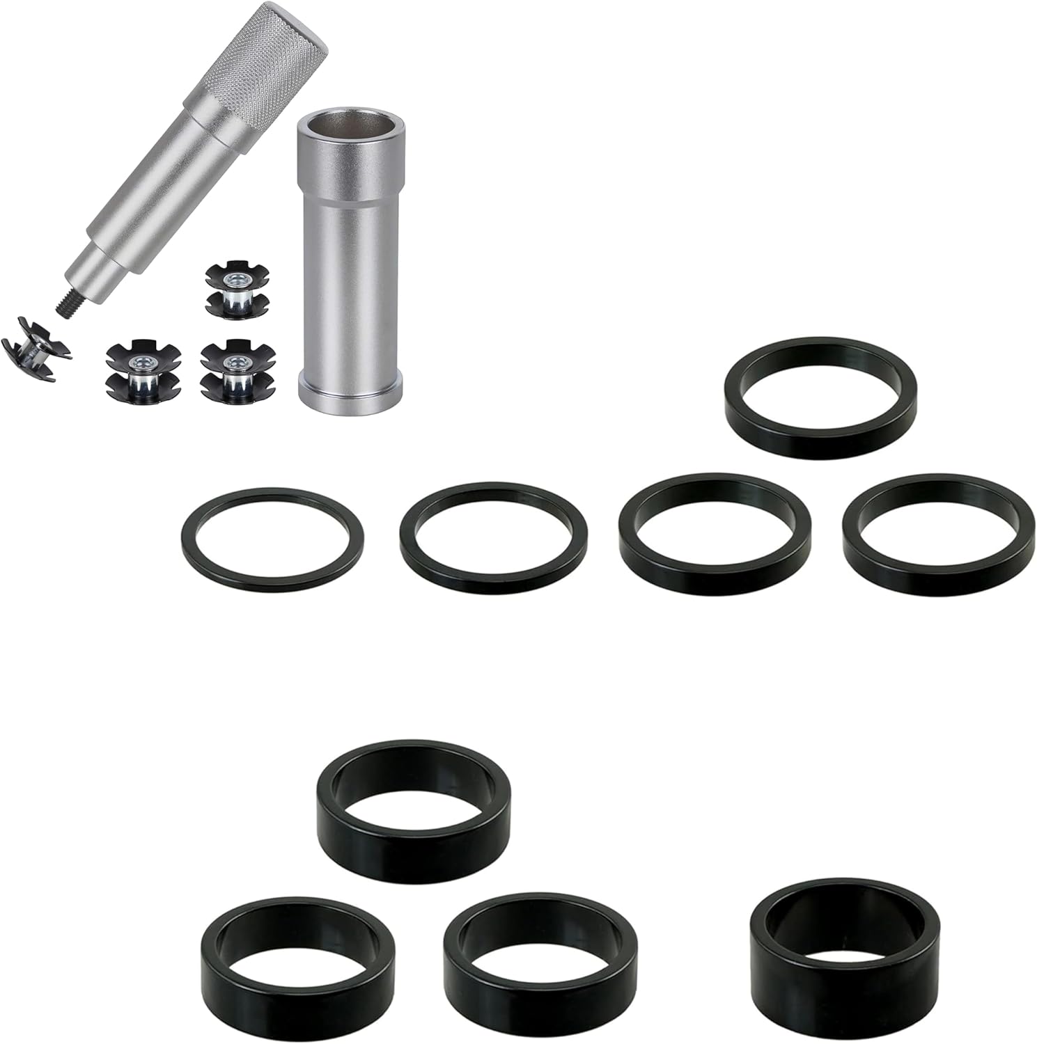 CyclingDeal 1-1/8" Fork Headset Spacers 9PCS and Star Nut Tool Set - Bundle