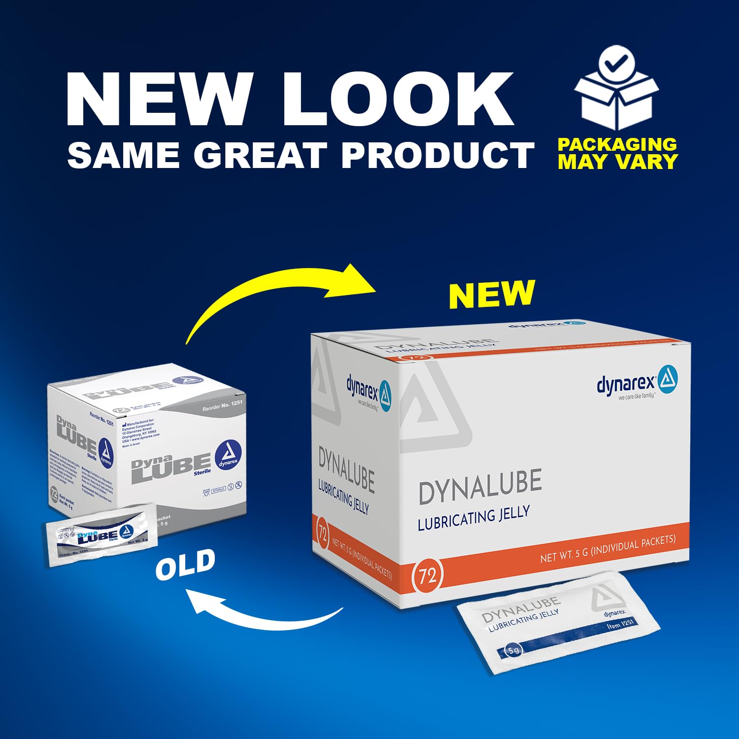 Dynarex DynaLube Lubricating Jelly, Water Soluble and Sterile Lubricant Jelly, Used for Body Orifices, Hinged Instruments and Medical Devices, 1 Case of 864 DynaLube Packets, 5g (12 Boxes of 72)