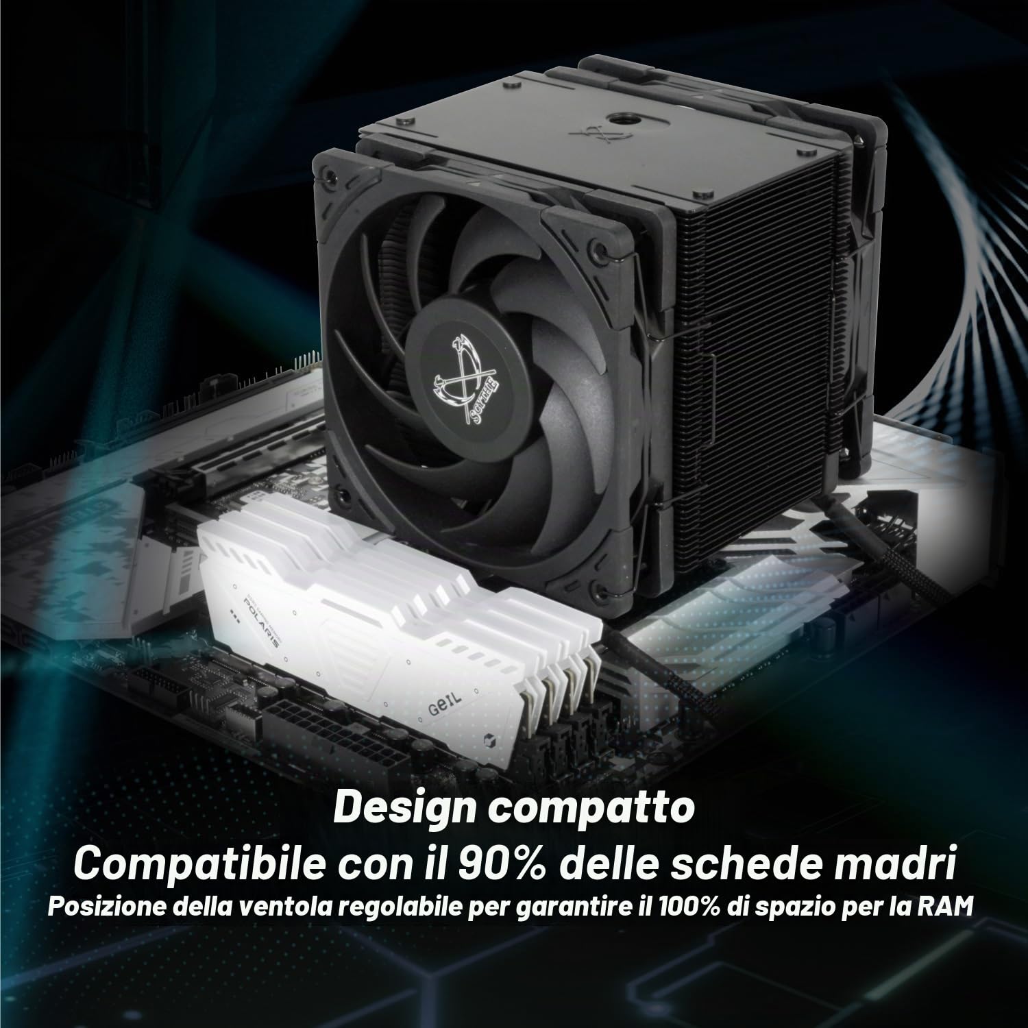 Scythe Mugen 6 Dual Fan Black Edition CPU Air Cooler, Intel LGA1700, LGA1151, AMD AM5, AM4 Support, 120 mm, torre singola, copertura superiore in alluminio (Mugen 6 Dual Fan Black Edition)