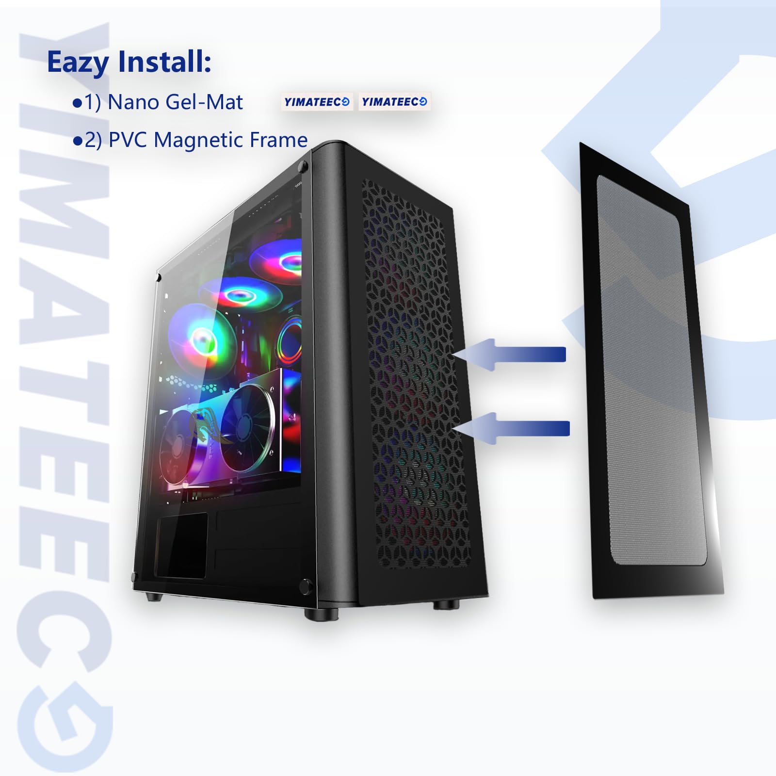 YIMATEECO PC Dust Filter 360mm x 120mm PC Case Dust Mesh Filter for Computer Chassis Cooler Fan 2 Pack Magnetic Frame Dustproof Cover PVC 50 Mesh Fan Grills (PVC PRO - Image 2