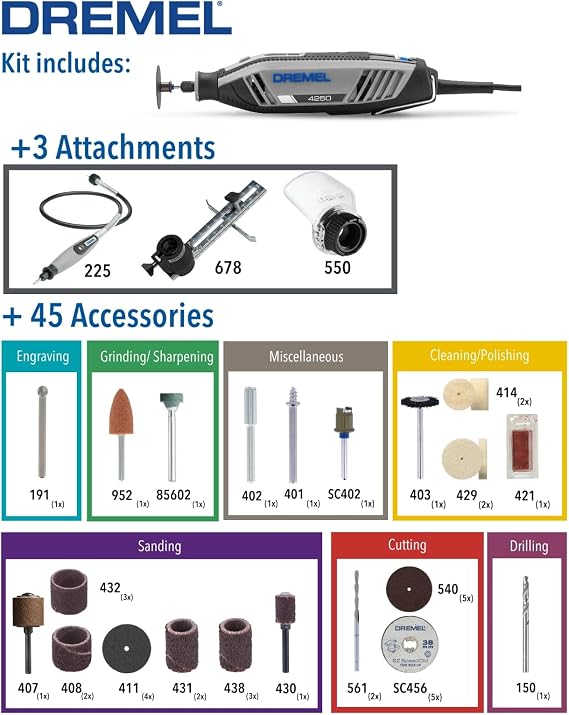 Dremel 4250 Corded 175W Rotary Tool Kit with Hard Case and Flex Shaft
