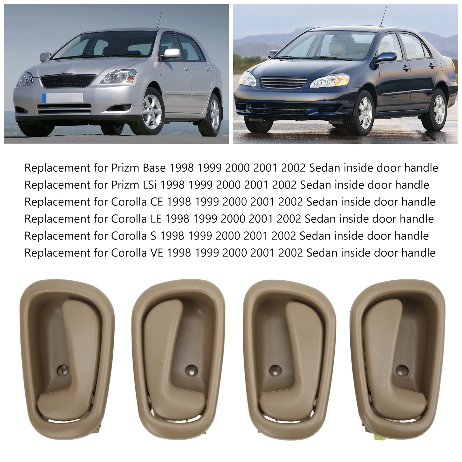 Complete Interior/Exterior Door Handle Set For Toyota Corolla 1998-2002 – Light Brown, 4/8 Pieces
