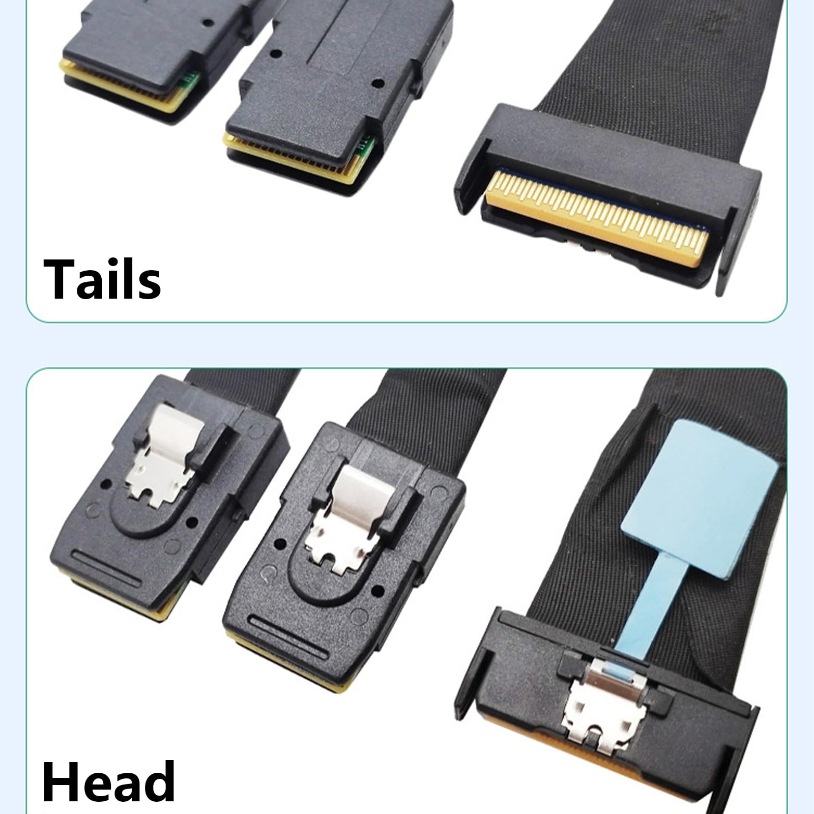 LUOFENG Câble serveur MCIO 8i 74P vers 2 x SFF 8087 MCI0 8i mâle vers SFF 8087 mâle vers SFF 8087 mâle fin 50 cm