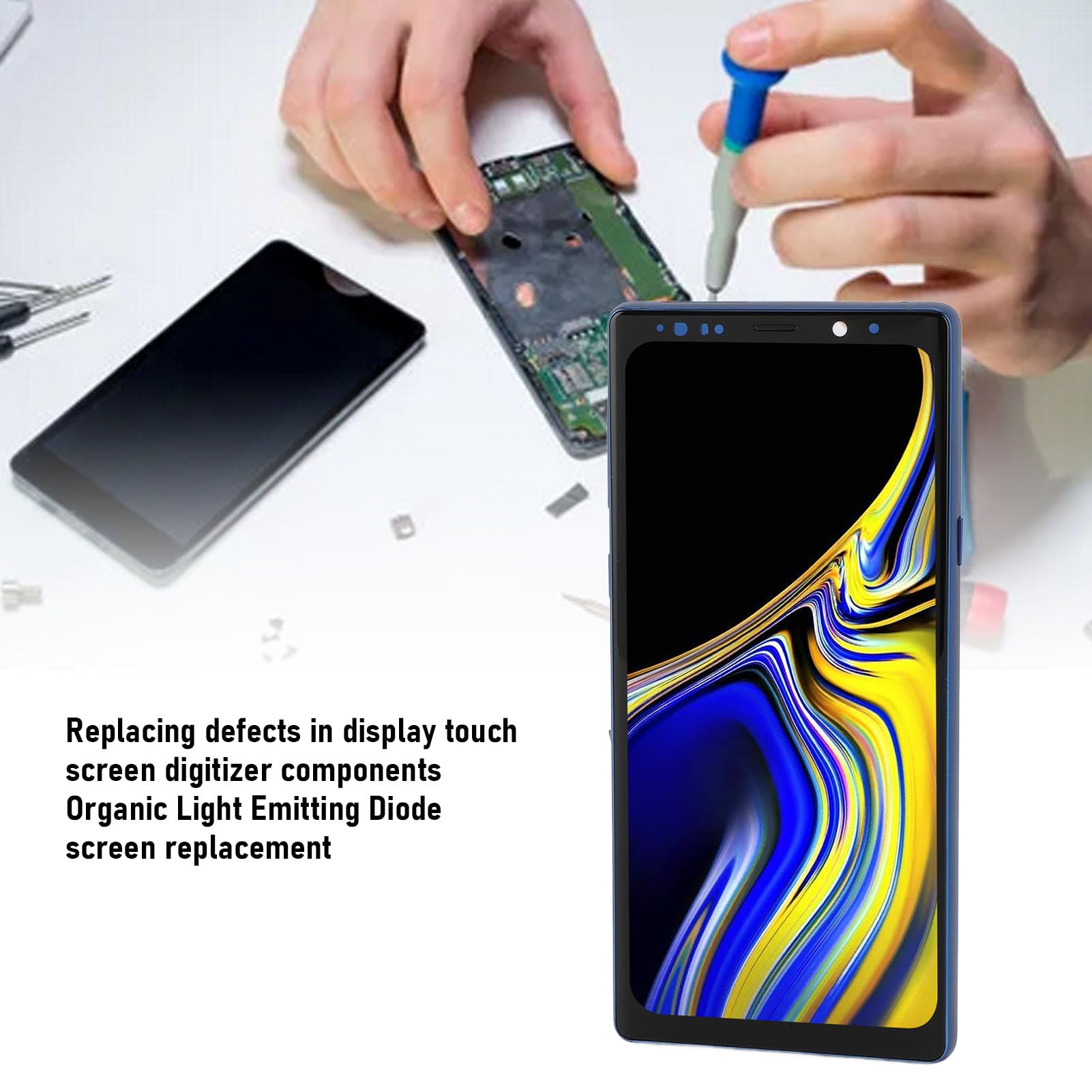 Tbest Kit de Reemplazo de Pantalla LCD 6.4in para Note 9 (Blue)