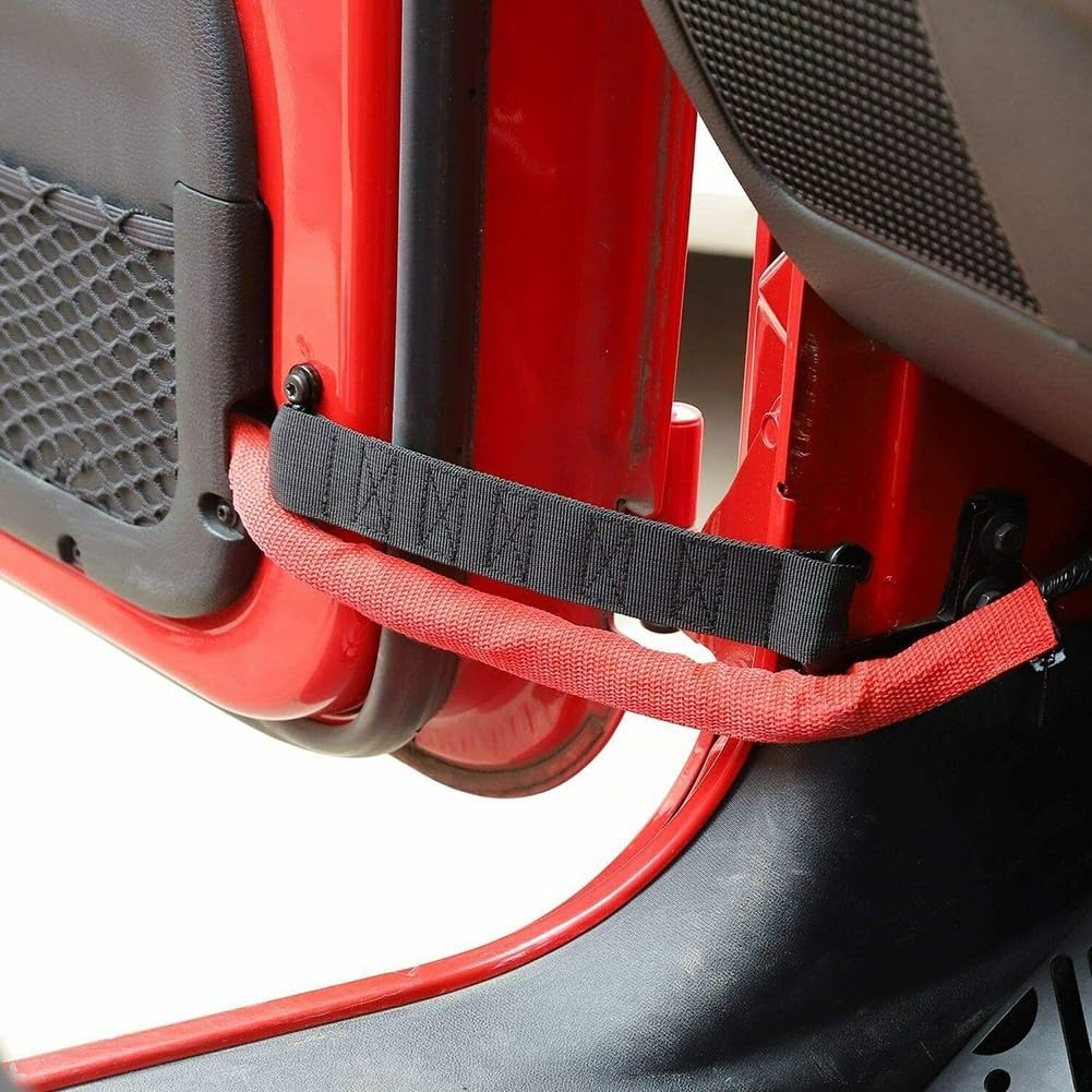 Cinghia di limitazione per portiera per Jeep Wrangler CJ YJ TJ JK JKU - Materiale in nylon resistente, aggiornamento robusto, previene l'apertura, confezione da 2 pannelli interni