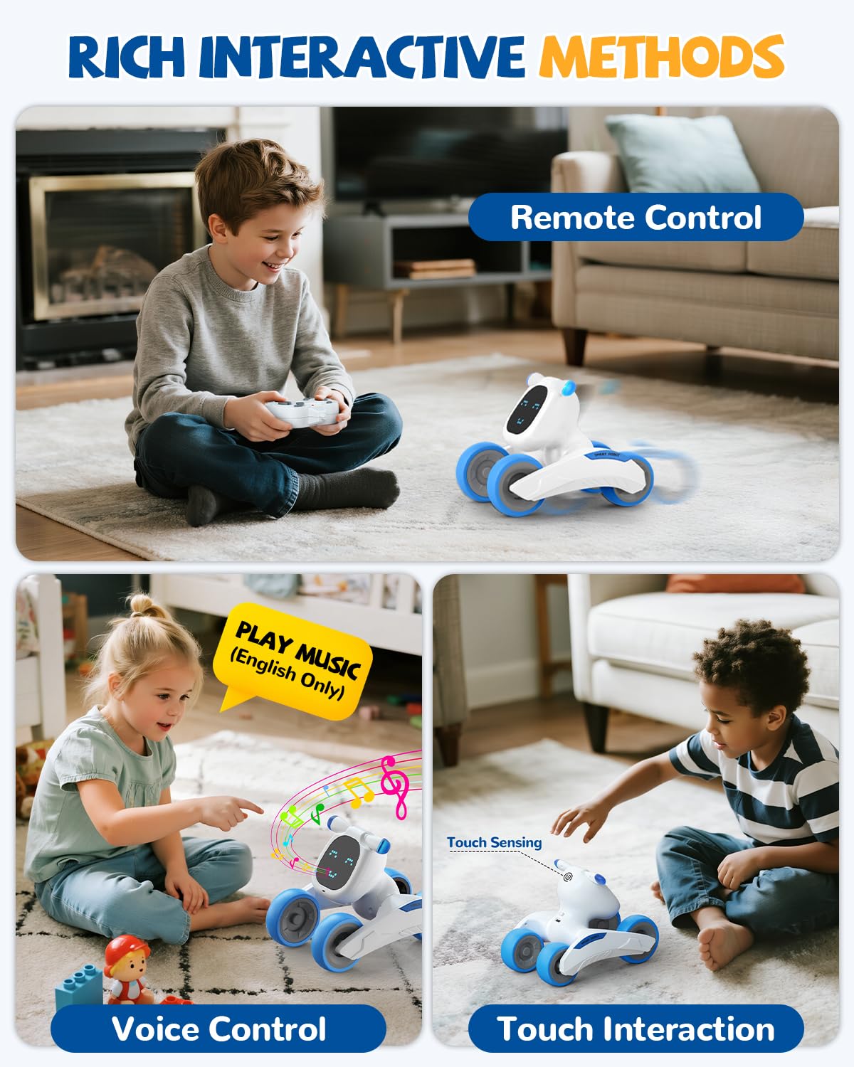 Robot Juguete, Robot Teledirigido para Niños con Expresión LED, Programable, Control por Voz (Solo en inglés), Interactivo Inteligente, Regalo para Niños y Niñas 3 4 5 6 7 8 9 10 11 12 Años