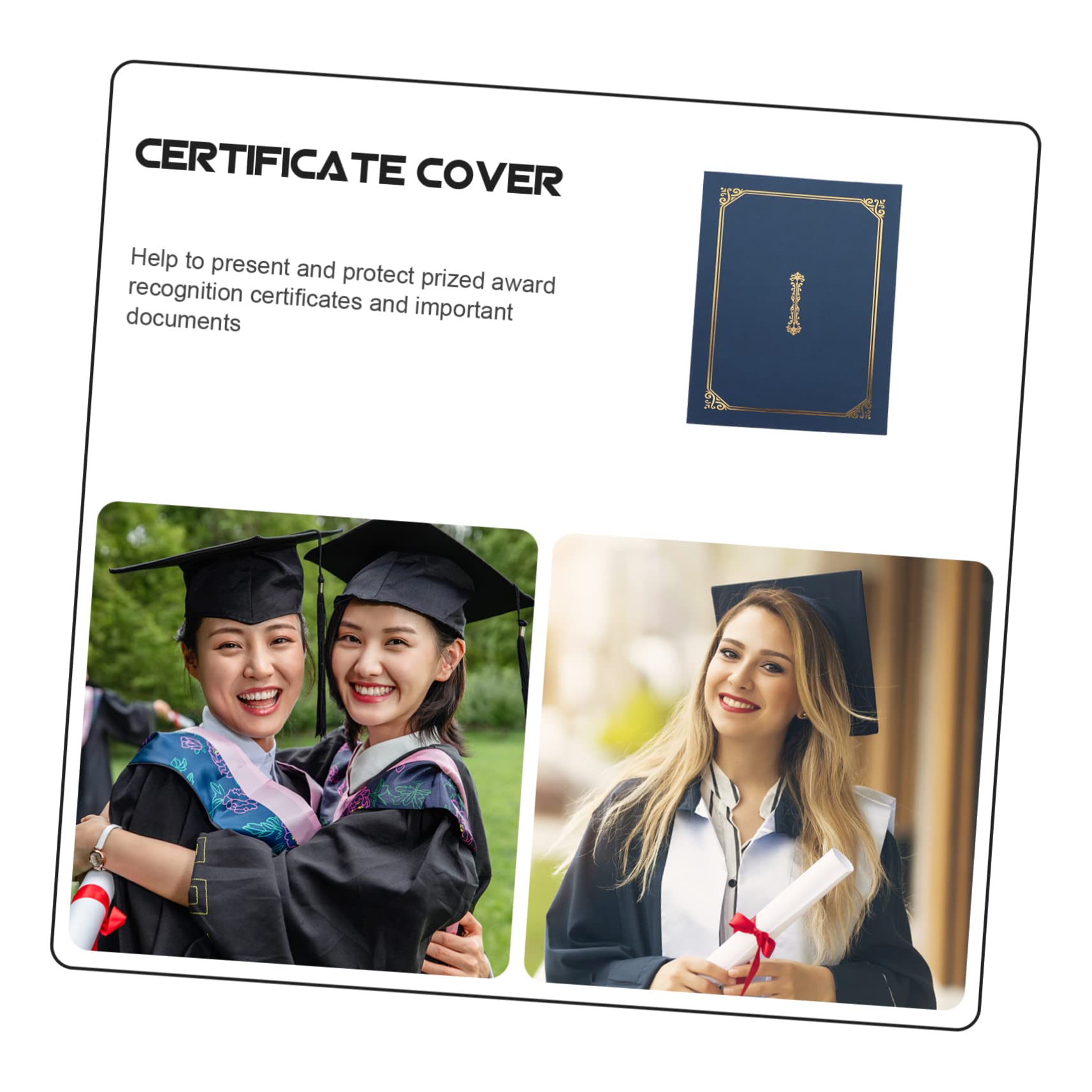 Uonlytech Copertine per Diploma e Copertina Protettiva per Documenti A4 Carta Stampa Oro 5 Pezzi, Cornice Elegante per Certificati Premi Ufficio e Casa