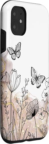 Miniatura 3 de iPhone 11 Minimal Flowers Butterflies Boho Floral Lindo Estético Funda