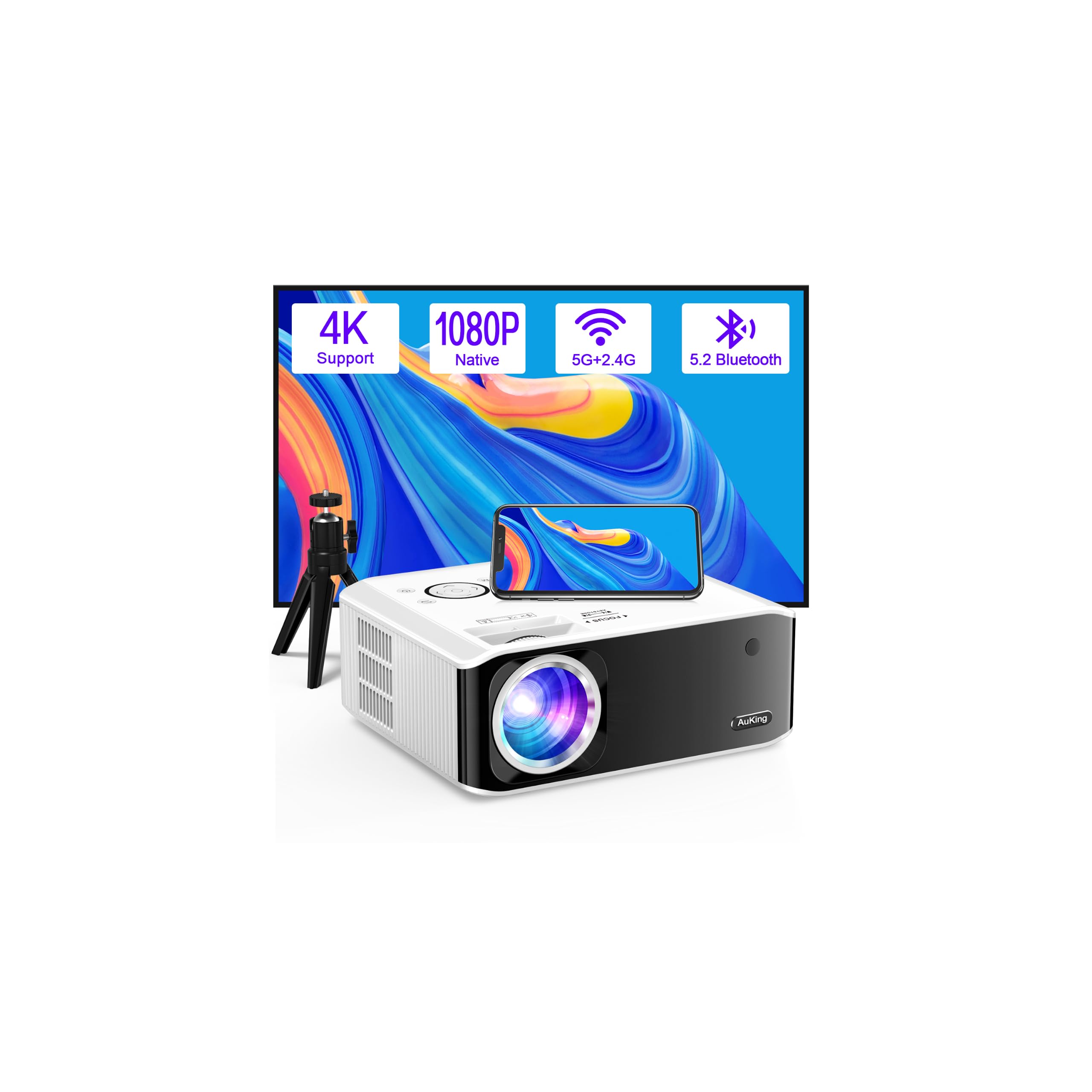 Auking 3000ANSI 4K Outdoor Projector with WiFi and Bluetooth, 6D/4P Keystone, 50% Zoom, 300" Movie Projector for HDMI/Laptop/USB/TV Box/iOS/Android-image-47