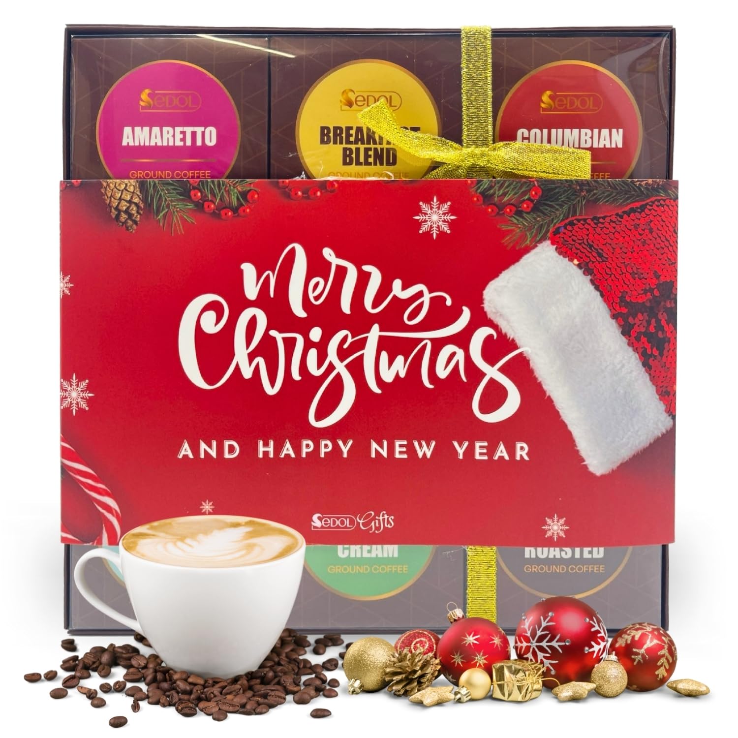 Christmas Coffee Gift Set - 9 Flavoured Gourmet Ground Coffee Gift Set Selection - Premium Medium-Dark Roasted Coffee Christmas Gifts for Men & Women - Luxury Christmas Gifts for Coffee Lovers