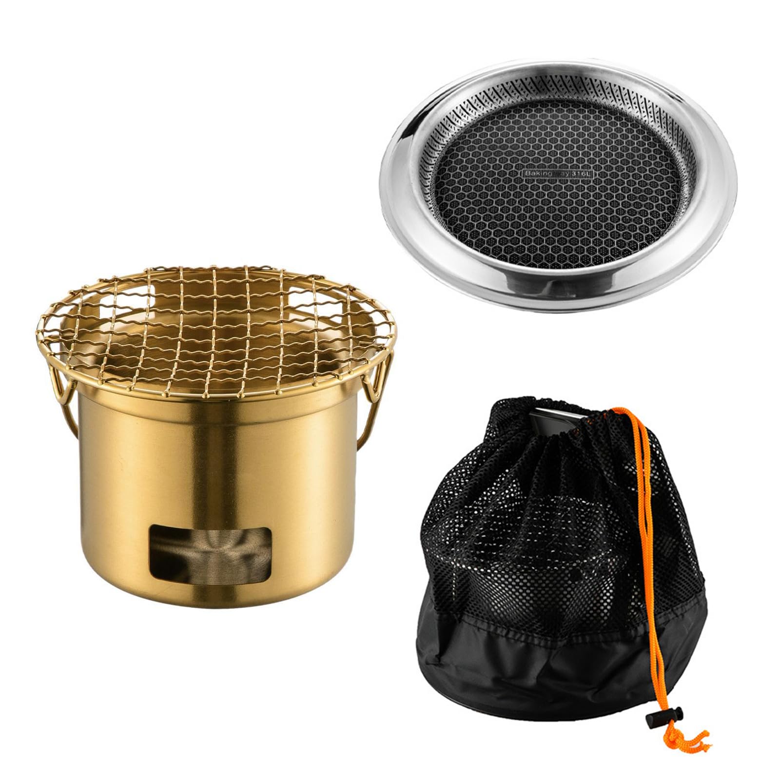 Tfaoys 304 Gold Suit 304Stainless Steel Burning Stove Outdoor Campings Stove Picnics Cooking Bbq Grills Outdoor Camping Equipment Multifunctional Bbq