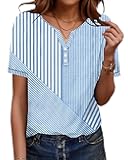 Womens Summer Tops Short Sleeve Boho Floral Shirts Loose Tunics Blouses