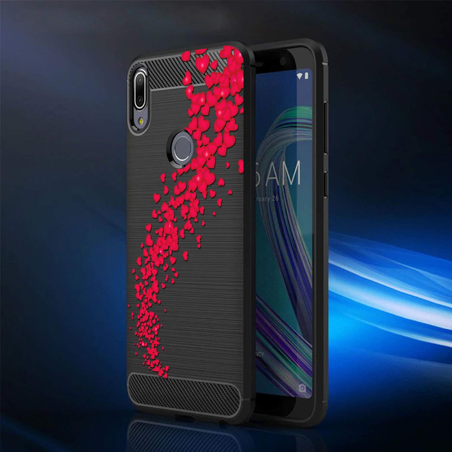 Fashionury Beautiful RED Hearts Stylish Printed Rugged Armor (Rubber) Soft Back Case Cover for Asus ZenFone Max Pro M1/Asus ZenFone Max Pro M1 Back Cover