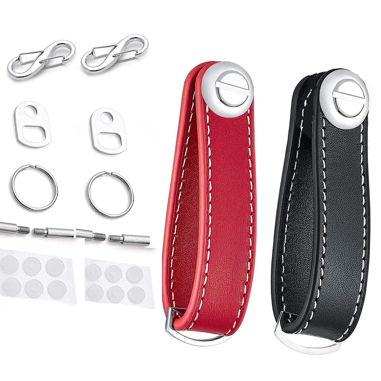 2 Sets Leather Key Organizer Compact Key Holder Folding Pocket Key Holder up to 7 Keys for Mens Father's Day Gift