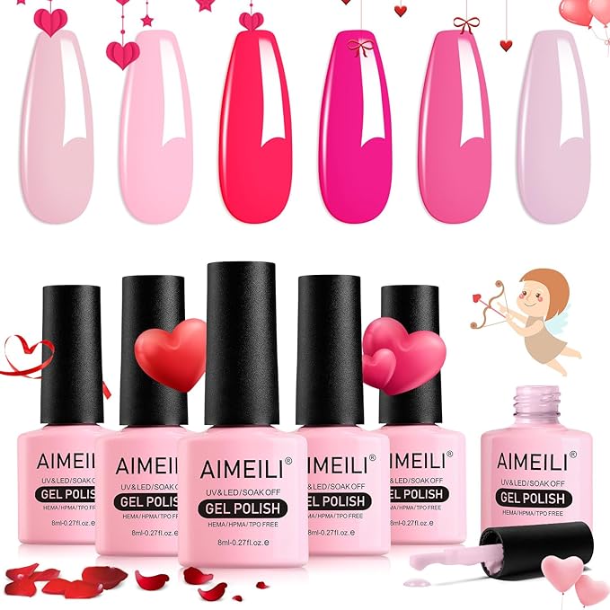 25% Off AIMEILI Gel Polish Valentine Pink Set (6 Colors)