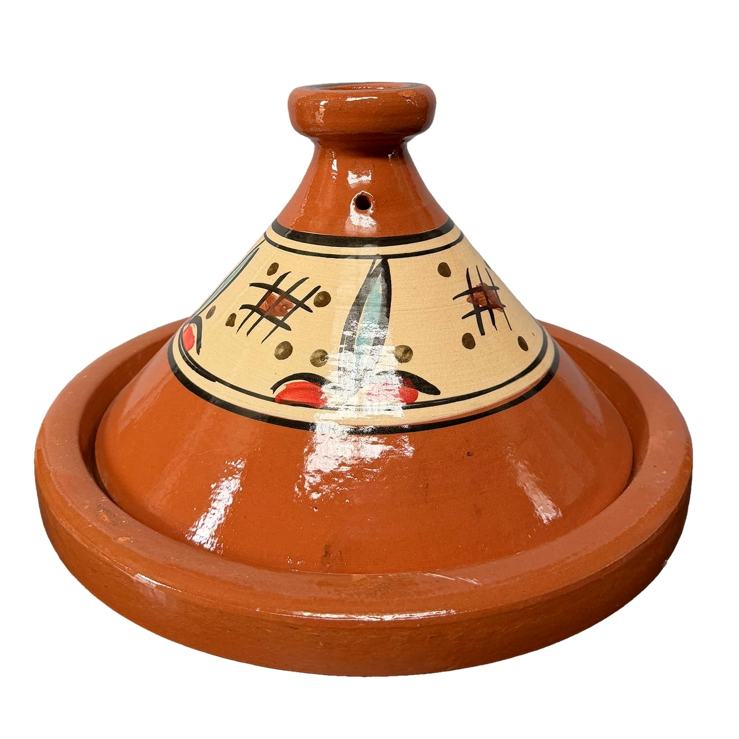 Tajine XL 35 cm Terracotta handbemalt – traditioneller marokkanischer Topf + kostenloses E-Book 0107261108