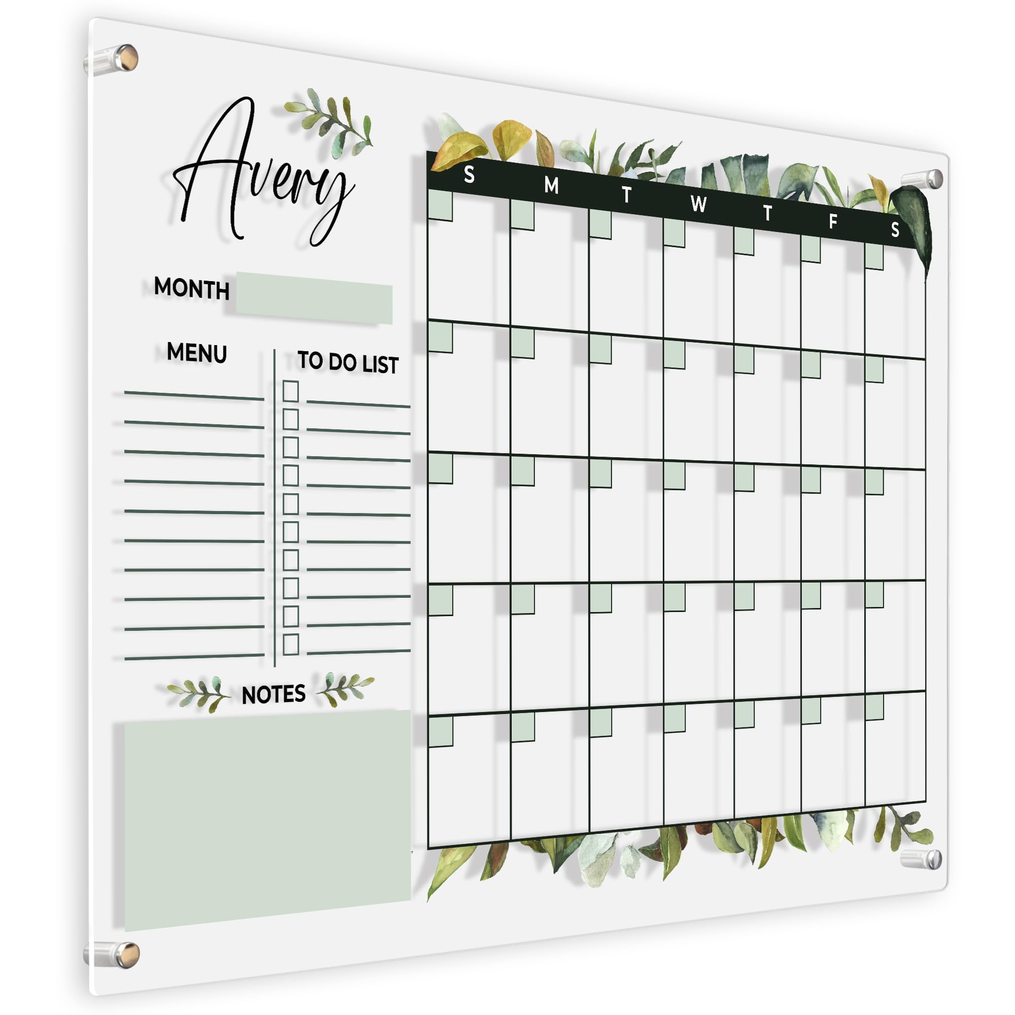 24"x16" Personalized Acrylic Wall Calendar 2024, Custom Acrylic Calendar for Wall, Custom Dry Erase Monthly Calendar for Home Decor and Family Gifts