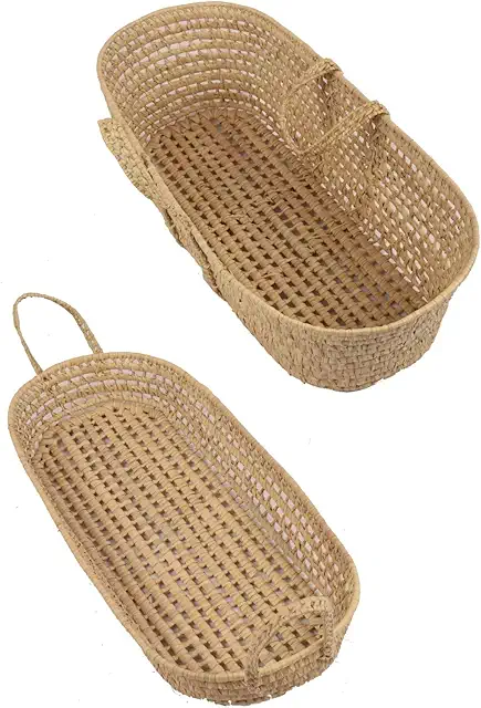 Cesta de Mimbre Multiusos JARDIN202 - Cesto Cambiador con Asa - 37x80x12 cm