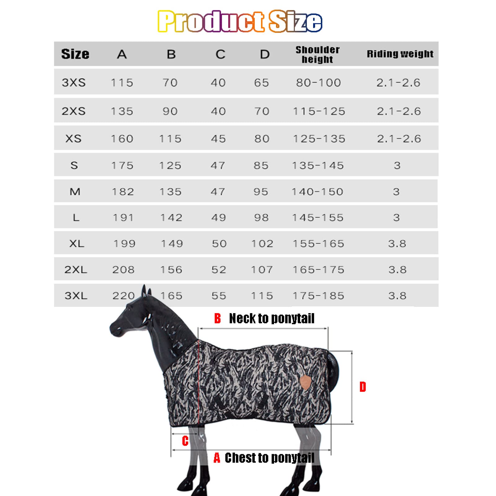 Mantas para Caballos de Invierno, Manta 1200D con Cuello Combinado, Camuflaje Impermeable, Manta de Invierno para Caballos con Cuello, Desmontable, Térmica, Cómoda, Mini Manta,3XL