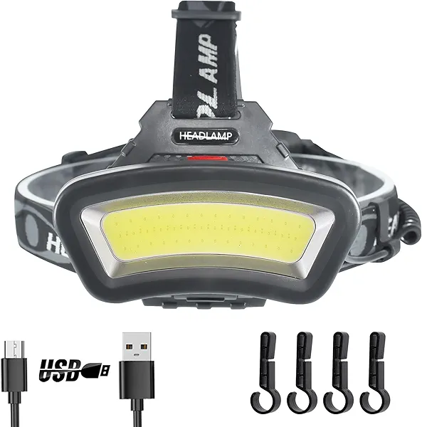 PZZOE Headlamp LED Headlight Rechargeable 22000 High Lumen USB Head Light, Head Lamp COB Floodlight with Red Light for Adults - Night Fishing, Construction, Maintenance - 90° Adjustable