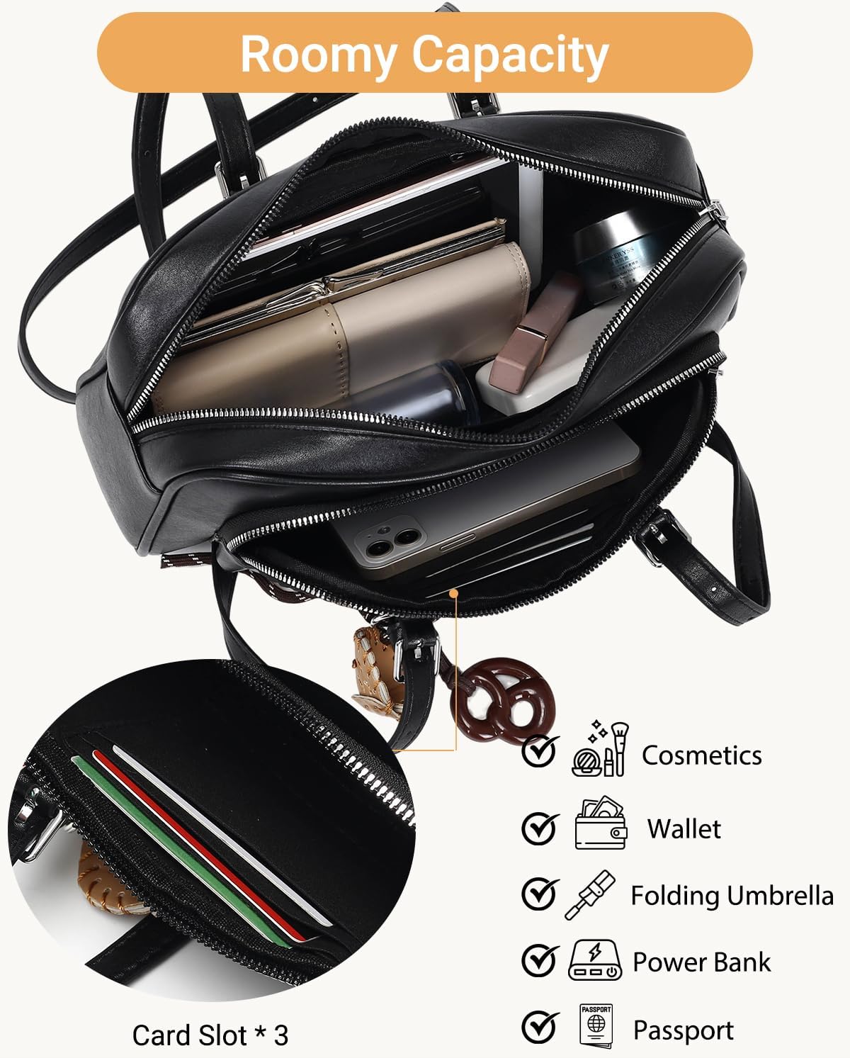 Herald Small Retro Swing Zip Shoulder Bag with Adjustable Strap